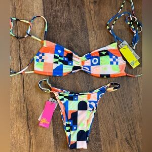 NWT OneOneSwim bikini set Large abstract print